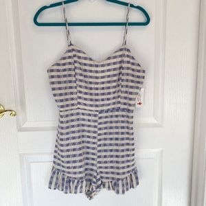NWT Red Dress Boutique Blue Plaid Ruffle Romper